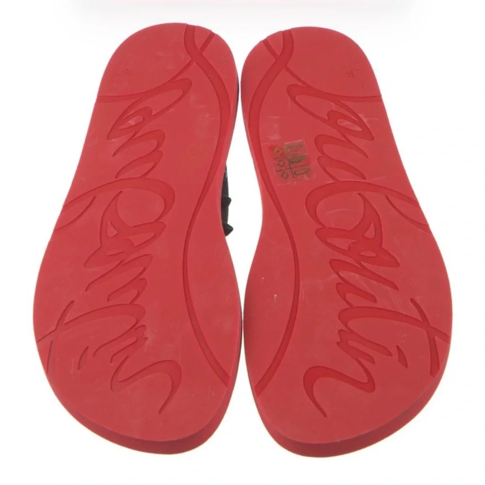 Christian Louboutin Size 7 Studded Red and Black Women's Flip Flops New no Tags - Picture 3 of 5